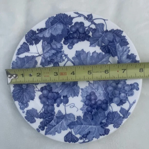Two Furio 8” Plates White with Blue Grape Vine Design Made in Italy - Picture 5 of 5